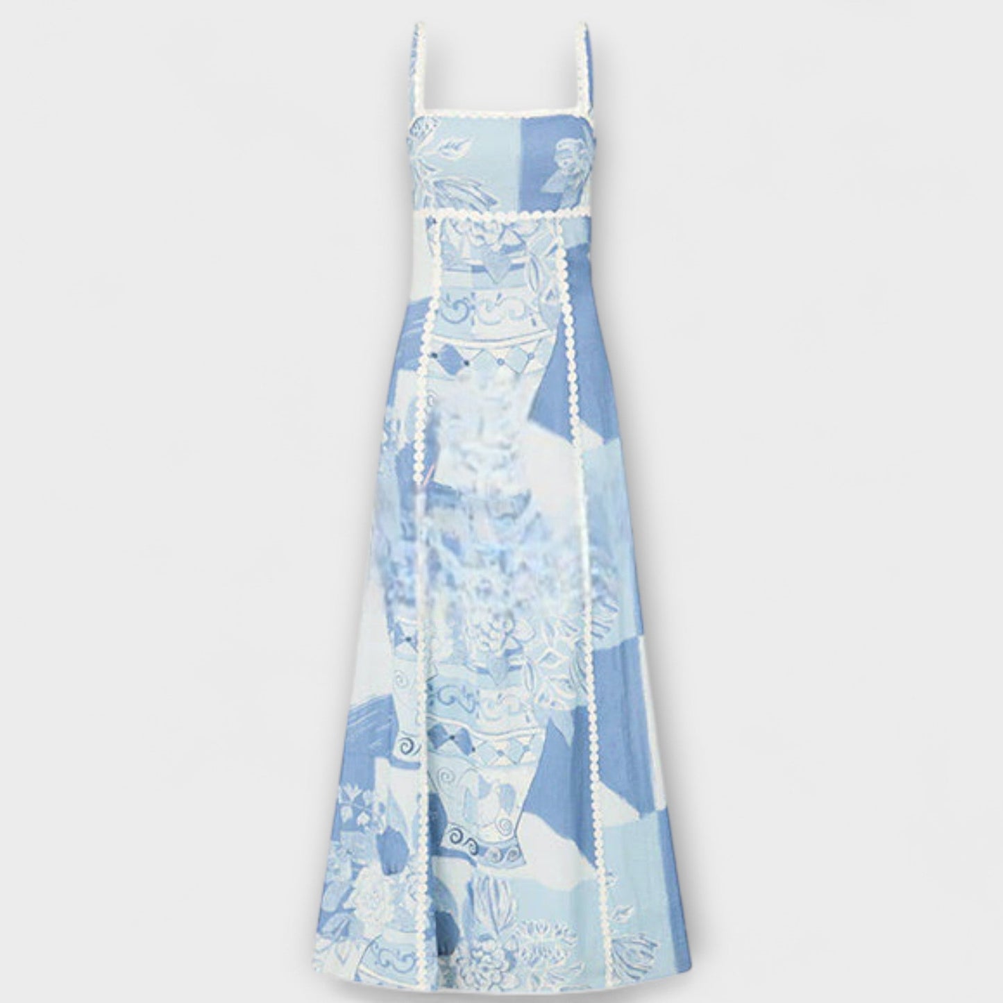 Terazza Ric Rac - Maxi šaty z lnu s rozšířeným střihem