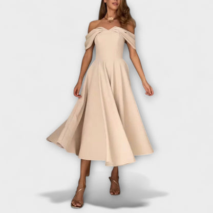 Romy - Chic off-the-shoulder maxi šaty s drapováním