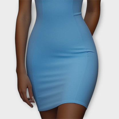 Maja - Modré elastické bodycon mini šaty