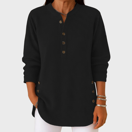 Élise | Jednobarevný pletený svetr s dlouhým rukávem