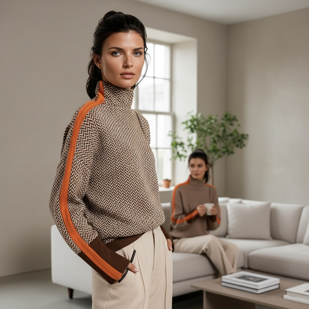 Kinga | Pruhovaný svetr s elegantním rolákem