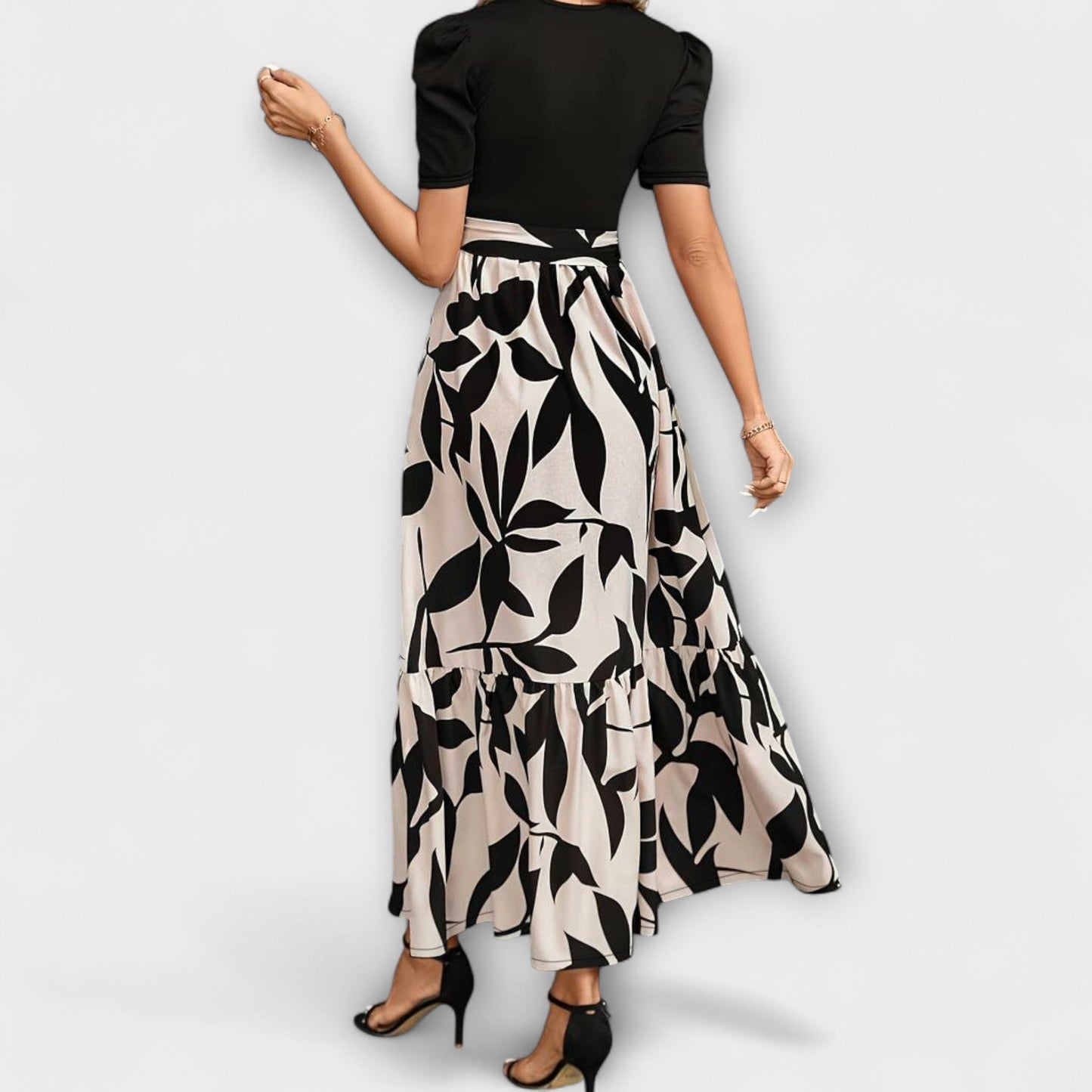 Luna - Letní šaty s květinovým vzorem a kulatým výstřihem