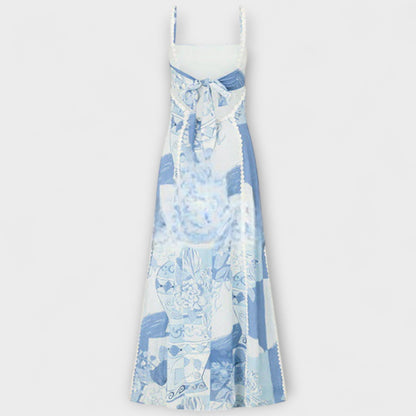 Terazza Ric Rac - Maxi šaty z lnu s rozšířeným střihem