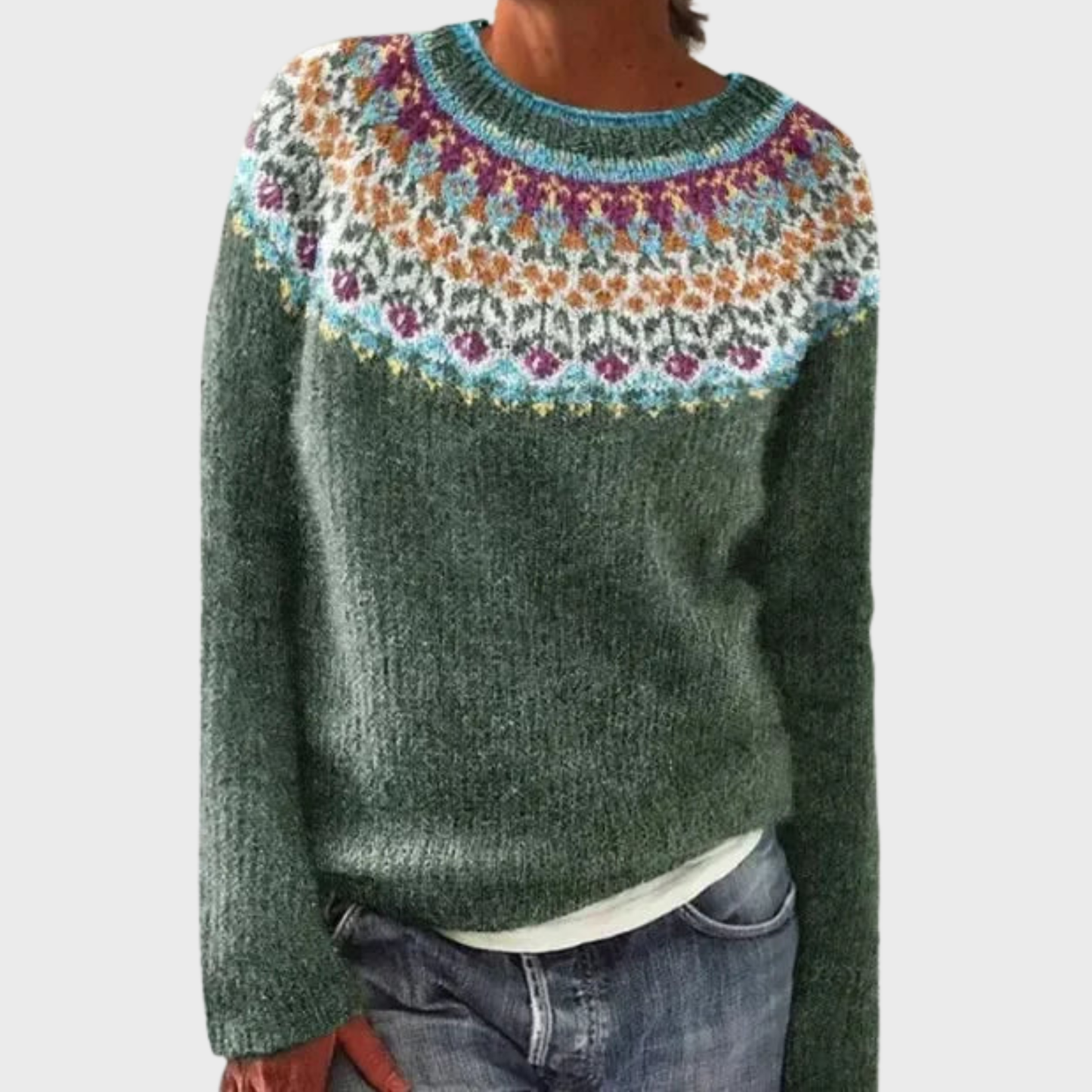 Iveta | Stylový a elegantní svetr s geometrickým potiskem