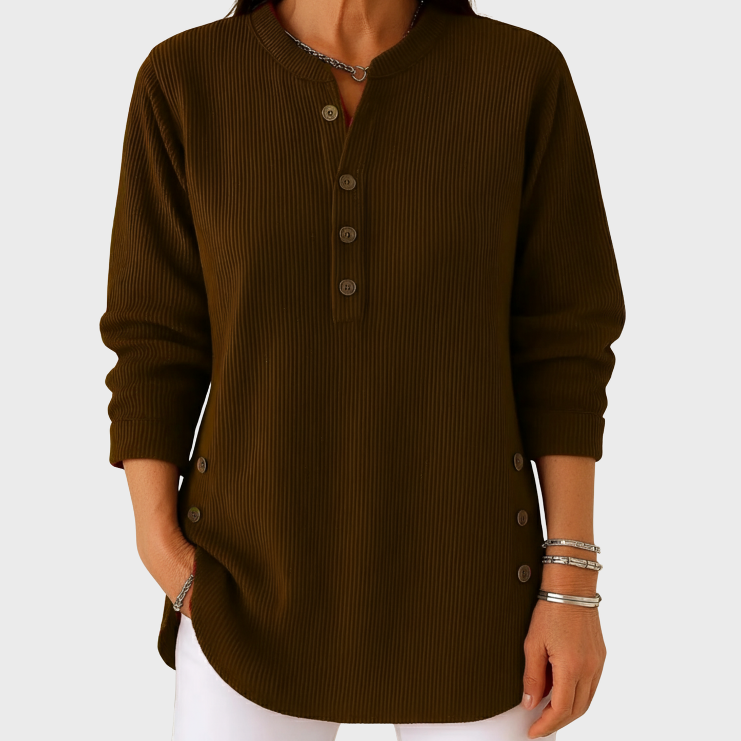 Élise | Jednobarevný pletený svetr s dlouhým rukávem