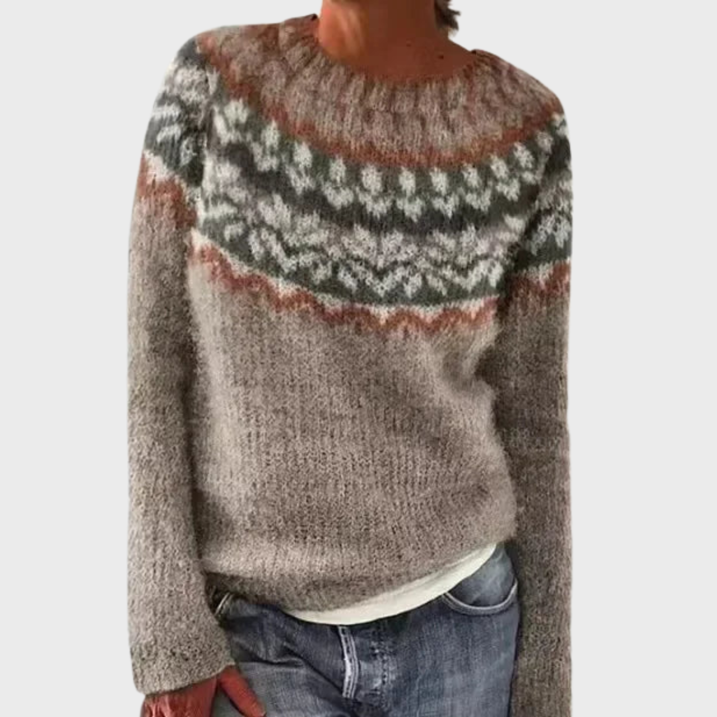 Iveta | Stylový a elegantní svetr s geometrickým potiskem