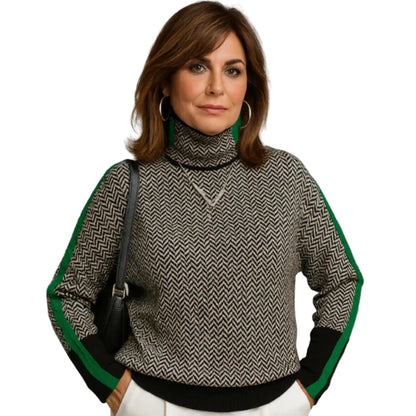 Kinga | Pruhovaný svetr s elegantním rolákem