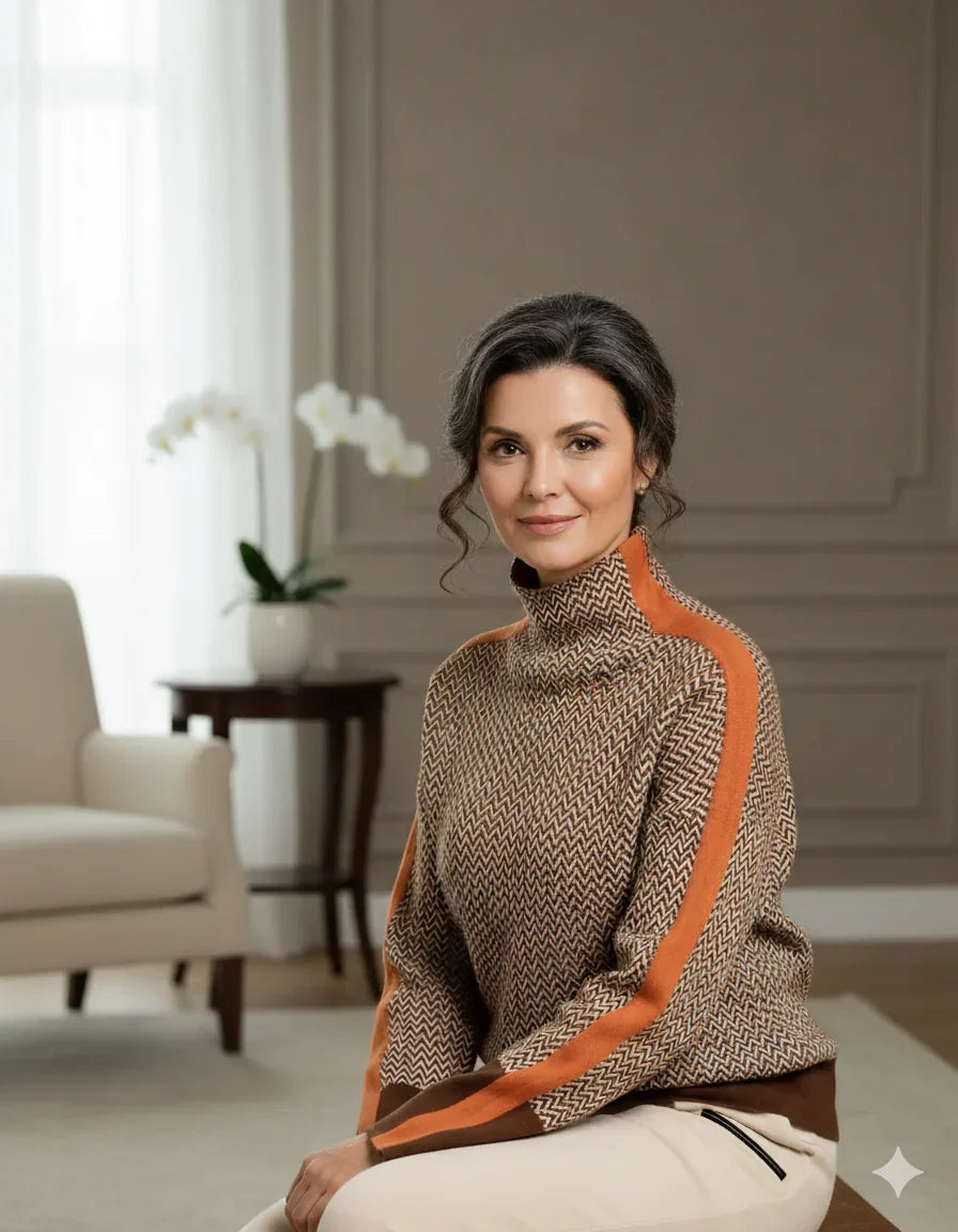 Kinga | Pruhovaný svetr s elegantním rolákem