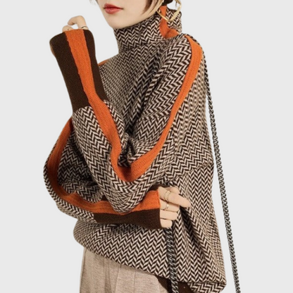 Kinga | Pruhovaný svetr s elegantním rolákem