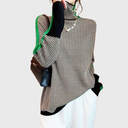 Kinga | Pruhovaný svetr s elegantním rolákem