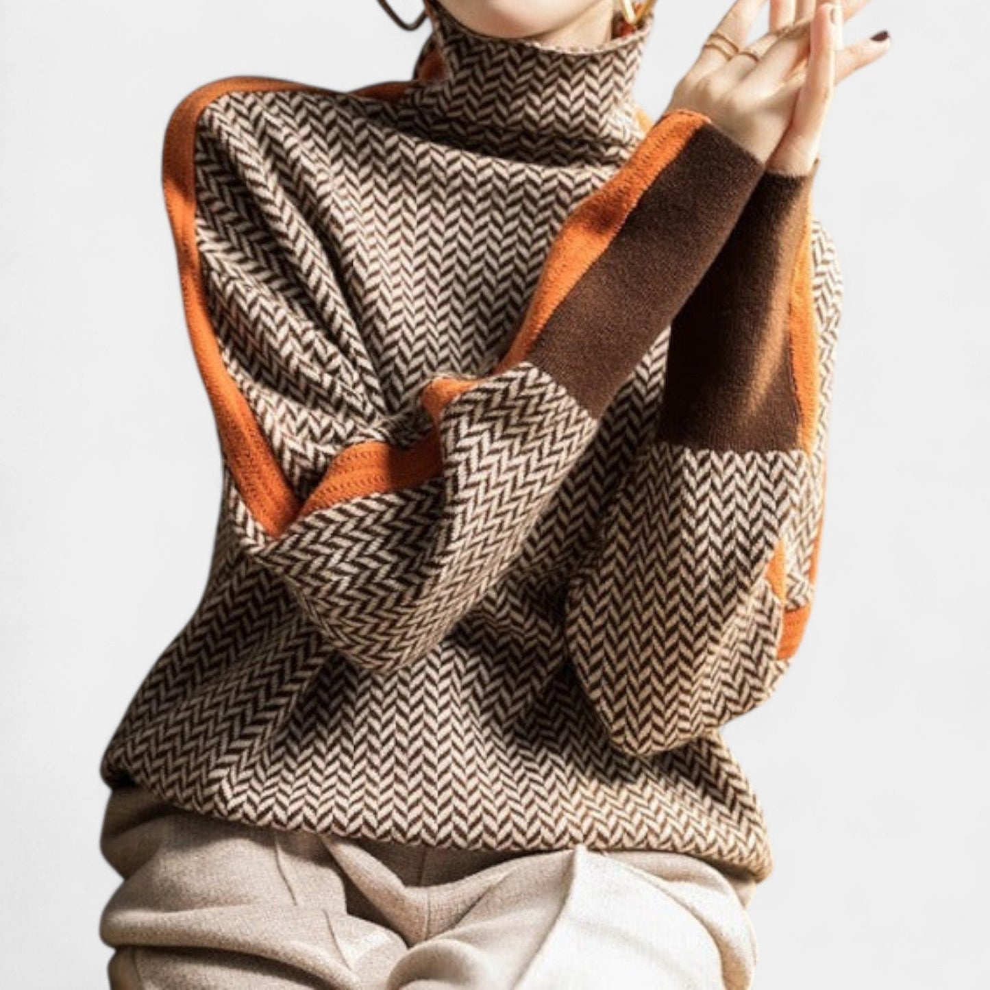 Eleanor – Elegantní rolákový svetr s moderním vzorem