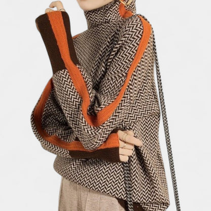 Eleanor – Elegantní rolákový svetr s moderním vzorem