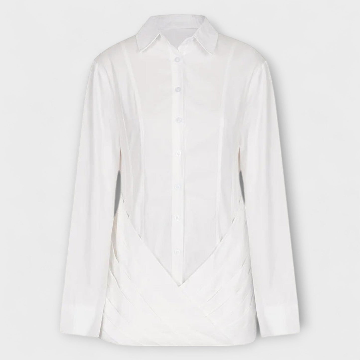 Indie - Bílé plisované šaty s dlouhým rukávem