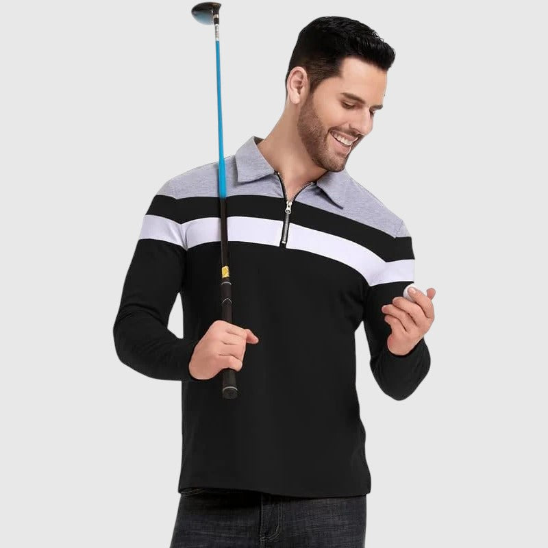 Libuše- Elegantní svetr se zipem a pruhy