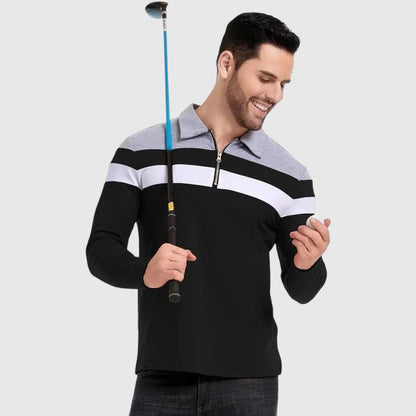 Libuše- Elegantní svetr se zipem a pruhy